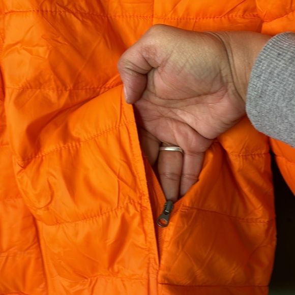 New men Sz XL packable puffer zip up orange casual light travel jacket coat - Picture 5 of 10
